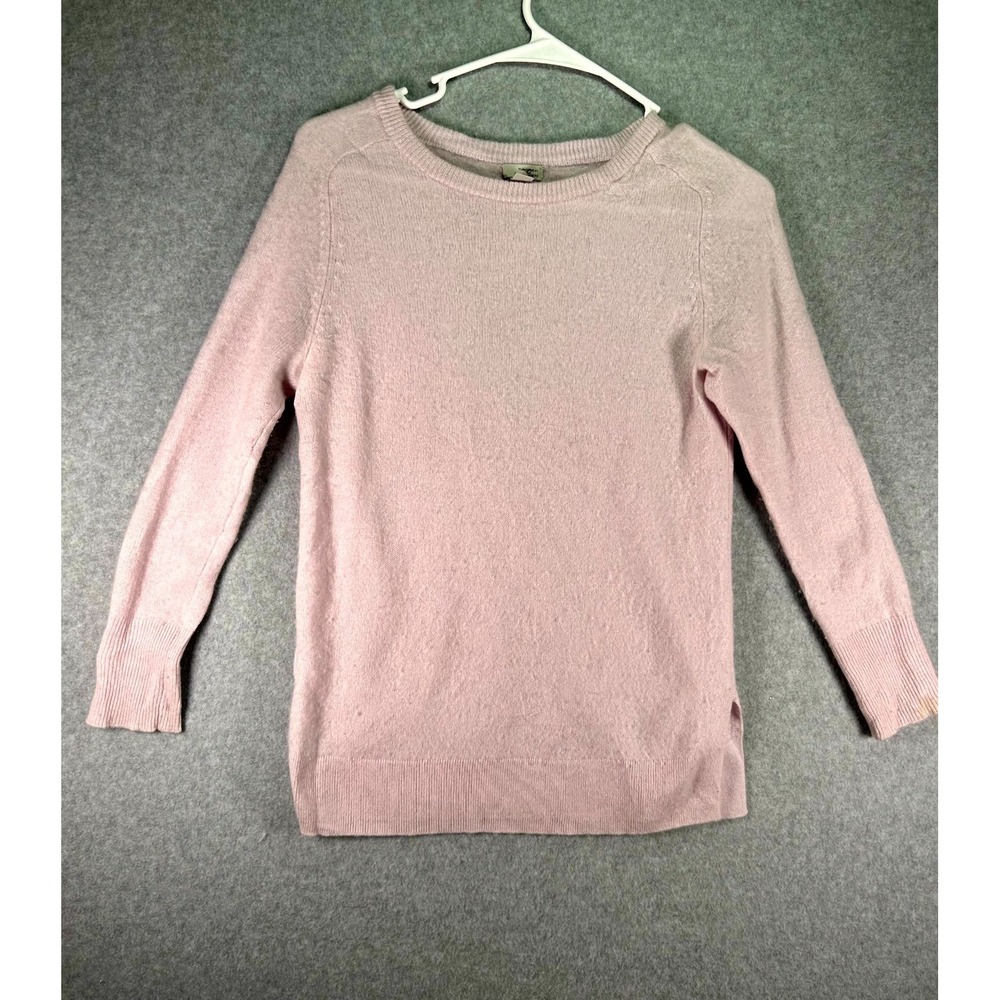 Halogen Sweater Womens Small Light Pink Cashmere Ribbed Side Slit Raglan Sleeve